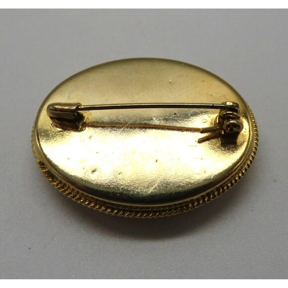 Vintage Italian Micro Mosaic Floral Brooch Millefiori Pin Gold Tone Oval Shape - Picture 10 of 13